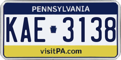 PA license plate KAE3138