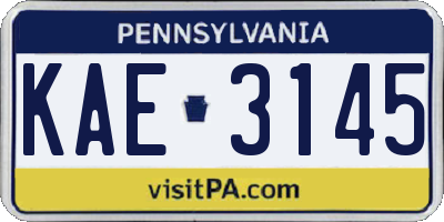 PA license plate KAE3145