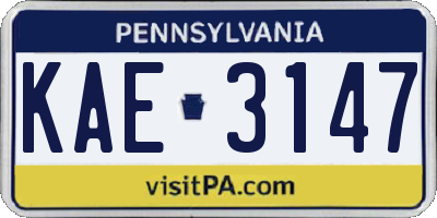 PA license plate KAE3147