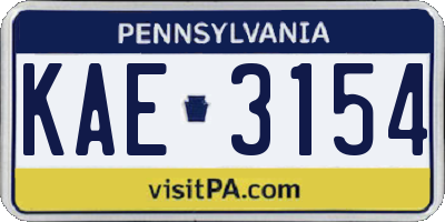 PA license plate KAE3154