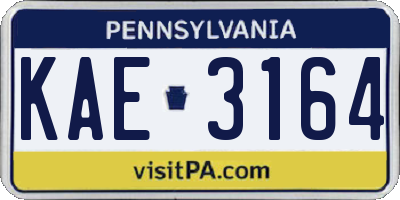 PA license plate KAE3164