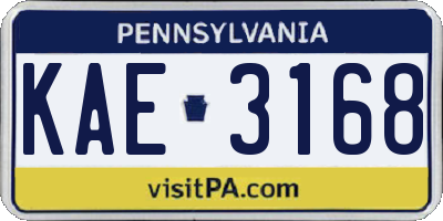 PA license plate KAE3168