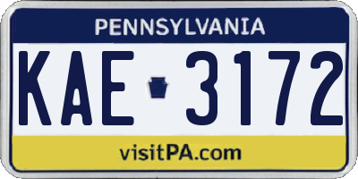 PA license plate KAE3172