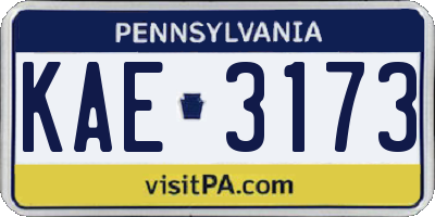 PA license plate KAE3173