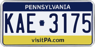 PA license plate KAE3175