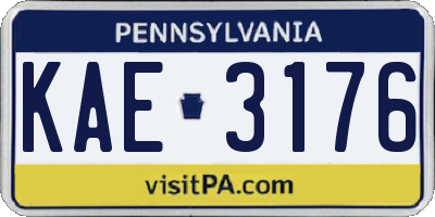 PA license plate KAE3176