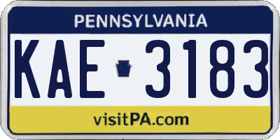 PA license plate KAE3183