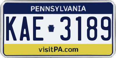 PA license plate KAE3189