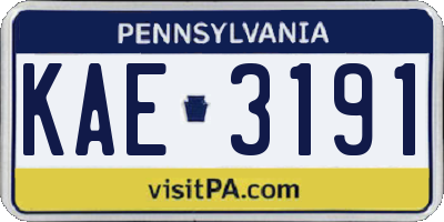 PA license plate KAE3191
