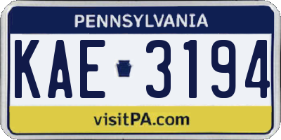 PA license plate KAE3194
