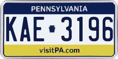 PA license plate KAE3196