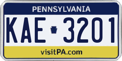 PA license plate KAE3201