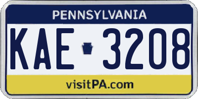 PA license plate KAE3208