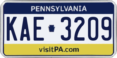 PA license plate KAE3209