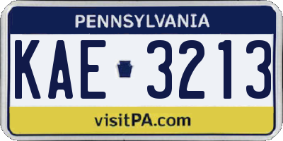 PA license plate KAE3213
