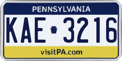 PA license plate KAE3216