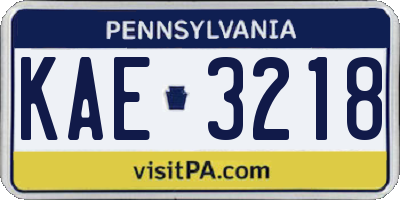 PA license plate KAE3218