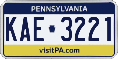 PA license plate KAE3221