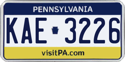 PA license plate KAE3226