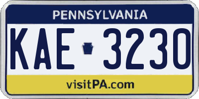PA license plate KAE3230