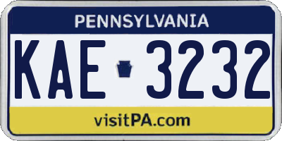 PA license plate KAE3232