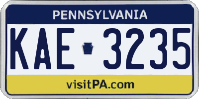 PA license plate KAE3235