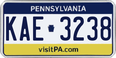 PA license plate KAE3238