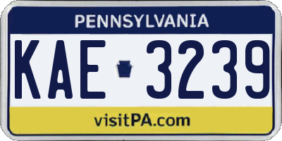 PA license plate KAE3239
