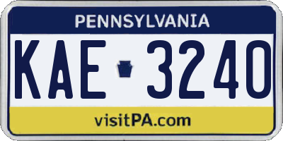 PA license plate KAE3240