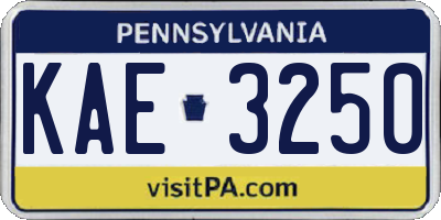 PA license plate KAE3250