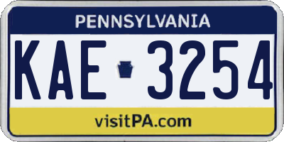 PA license plate KAE3254