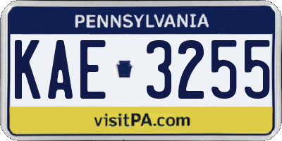 PA license plate KAE3255