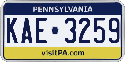 PA license plate KAE3259