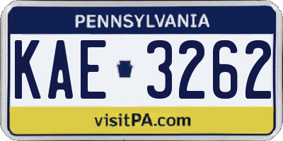 PA license plate KAE3262