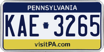 PA license plate KAE3265