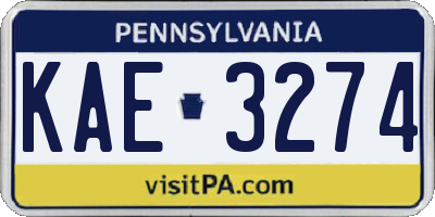 PA license plate KAE3274