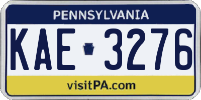 PA license plate KAE3276