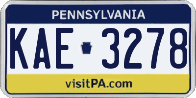 PA license plate KAE3278