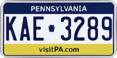 PA license plate KAE3289