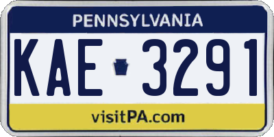 PA license plate KAE3291