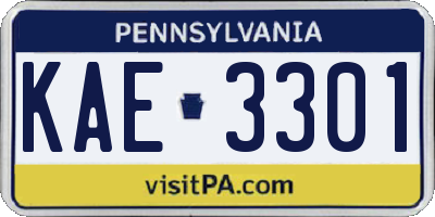 PA license plate KAE3301