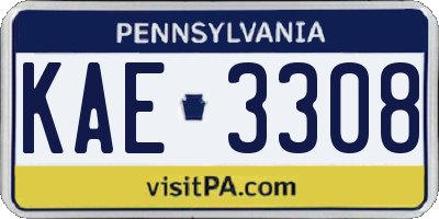 PA license plate KAE3308