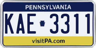 PA license plate KAE3311