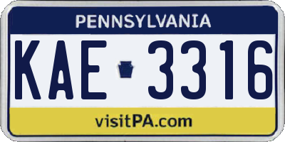 PA license plate KAE3316