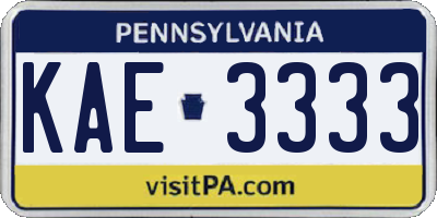 PA license plate KAE3333