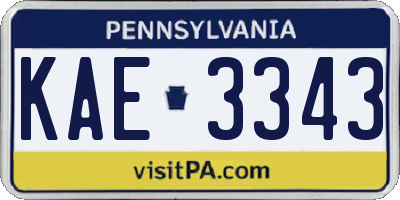 PA license plate KAE3343