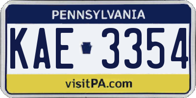 PA license plate KAE3354