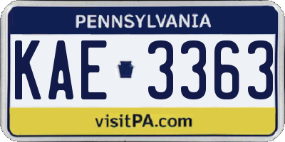 PA license plate KAE3363