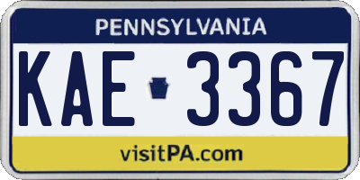 PA license plate KAE3367
