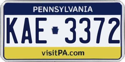 PA license plate KAE3372